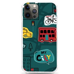 Seamless Pattern With Vehicles Building Road Iphone 12 Pro Max Tpu Uv Print Case by Cowasu