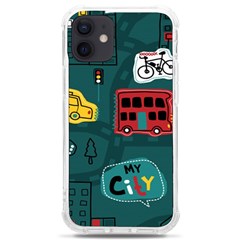 Seamless Pattern With Vehicles Building Road Iphone 12 Mini Tpu Uv Print Case	 by Cowasu