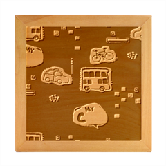 Seamless Pattern With Vehicles Building Road Wood Photo Frame Cube by Cowasu