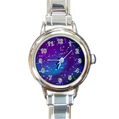 Realistic Night Sky With Constellations Round Italian Charm Watch by Cowasu