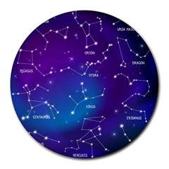 Realistic Night Sky With Constellations Round Mousepad by Cowasu