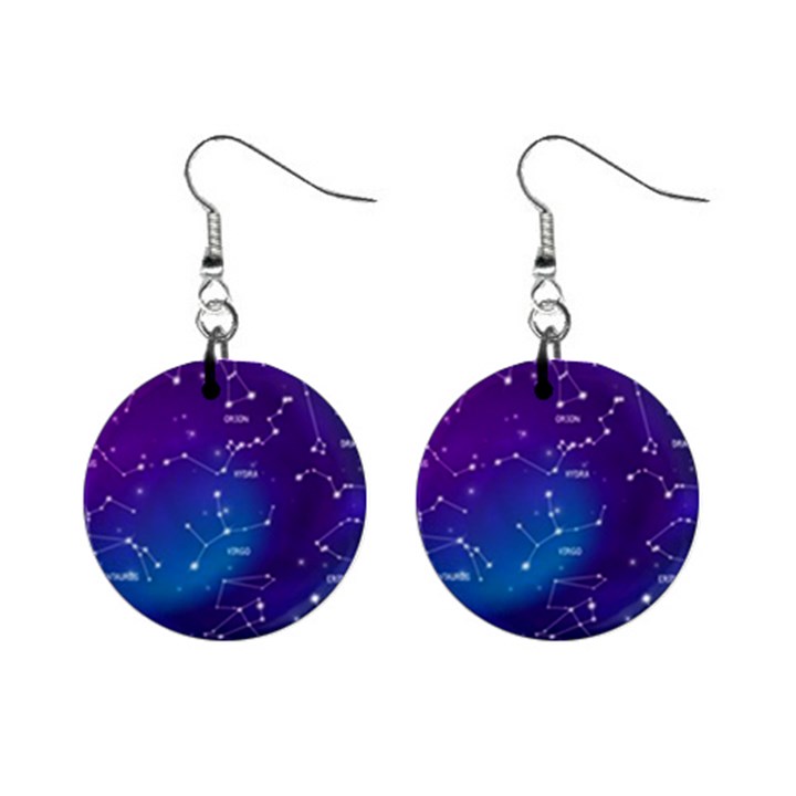 Realistic Night Sky With Constellations Mini Button Earrings