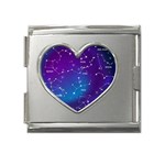 Realistic Night Sky With Constellations Mega Link Heart Italian Charm (18mm) Front