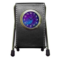 Realistic Night Sky With Constellations Pen Holder Desk Clock by Cowasu