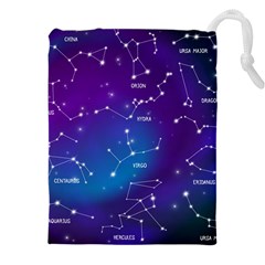 Realistic Night Sky With Constellations Drawstring Pouch (4xl) by Cowasu