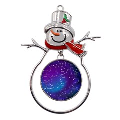 Realistic Night Sky With Constellations Metal Snowman Ornament