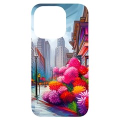 Flowers In The City  Iphone 14 Pro Black Uv Print Case