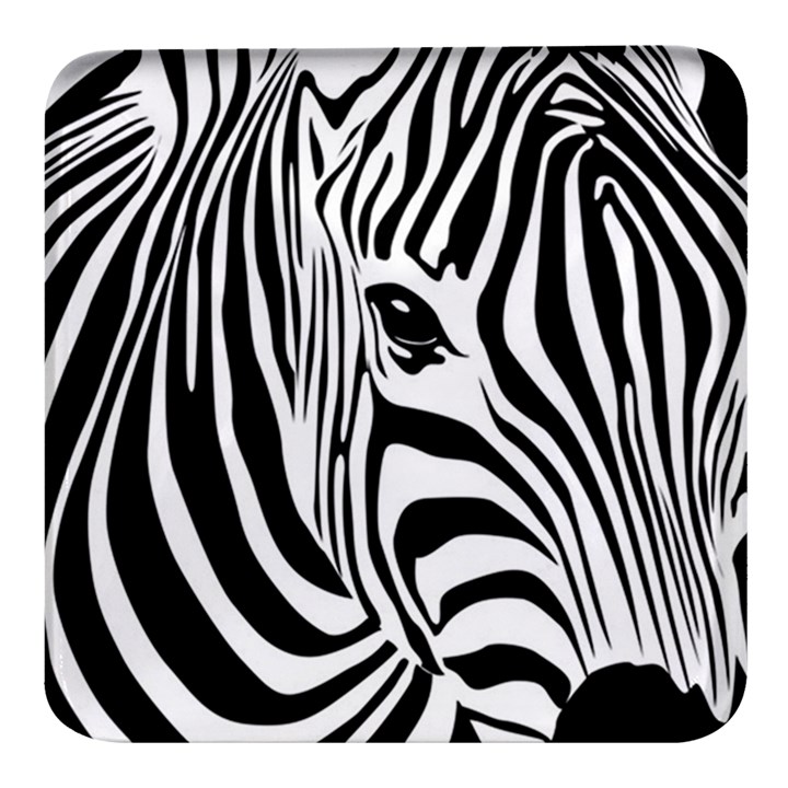 Animal Cute Pattern Art Zebra Square Glass Fridge Magnet (4 pack)