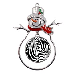 Animal Cute Pattern Art Zebra Metal Snowman Ornament