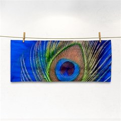 Blue Peacock Feather Hand Towel by Amaryn4rt