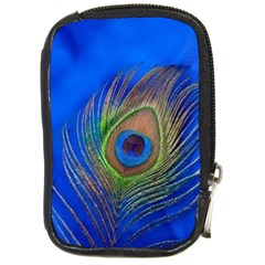 Blue Peacock Feather Compact Camera Leather Case by Amaryn4rt