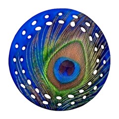 Blue Peacock Feather Ornament (round Filigree)