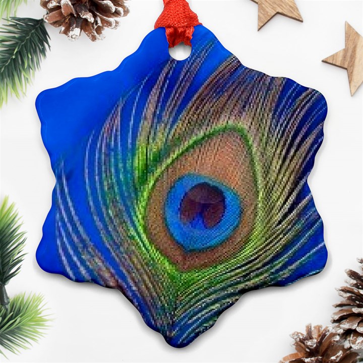 Blue Peacock Feather Ornament (Snowflake)