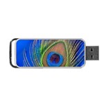 Blue Peacock Feather Portable USB Flash (Two Sides) Front