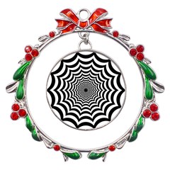 Spider Web Hypnotic Metal X mas Wreath Ribbon Ornament