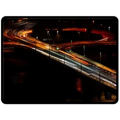 Highway Night Lighthouse Car Fast Fleece Blanket (large)