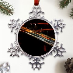 Highway Night Lighthouse Car Fast Metal Large Snowflake Ornament by Amaryn4rt