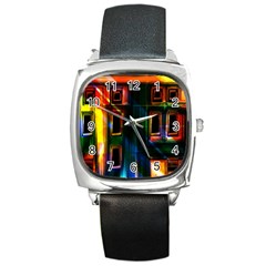 Architecture City Homes Window Square Metal Watch by Amaryn4rt