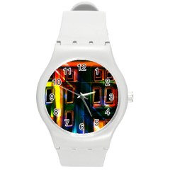 Architecture City Homes Window Round Plastic Sport Watch (m) by Amaryn4rt