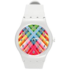 Graphics Colorful Colors Wallpaper Graphic Design Round Plastic Sport Watch (m) by Amaryn4rt