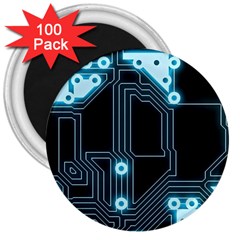 A Completely Seamless Background Design Circuitry 3  Magnets (100 Pack) by Amaryn4rt