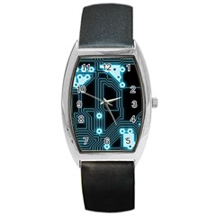 A Completely Seamless Background Design Circuitry Barrel Style Metal Watch by Amaryn4rt