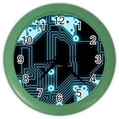 A Completely Seamless Background Design Circuitry Color Wall Clock by Amaryn4rt