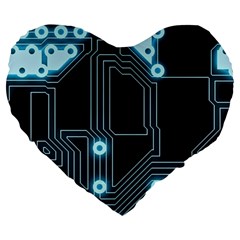 A Completely Seamless Background Design Circuitry Large 19  Premium Heart Shape Cushions by Amaryn4rt