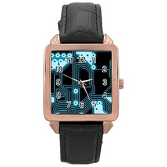 A Completely Seamless Background Design Circuitry Rose Gold Leather Watch  by Amaryn4rt