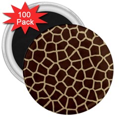 Giraffe Animal Print Skin Fur 3  Magnets (100 Pack) by Amaryn4rt