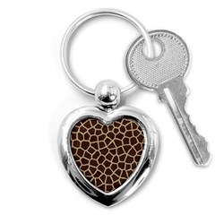 Giraffe Animal Print Skin Fur Key Chain (heart) by Amaryn4rt