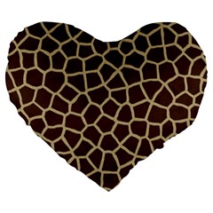 Giraffe Animal Print Skin Fur Large 19  Premium Heart Shape Cushions by Amaryn4rt