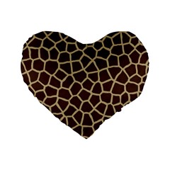 Giraffe Animal Print Skin Fur Standard 16  Premium Flano Heart Shape Cushions by Amaryn4rt