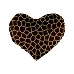 Giraffe Animal Print Skin Fur Standard 16  Premium Flano Heart Shape Cushions Back