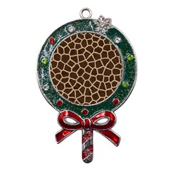 Giraffe Animal Print Skin Fur Metal X Mas Lollipop with Crystal Ornament