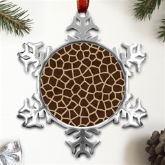 Giraffe Animal Print Skin Fur Metal Small Snowflake Ornament