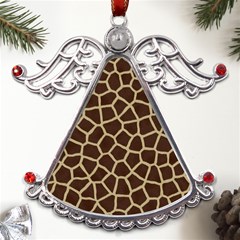 Giraffe Animal Print Skin Fur Metal Angel with Crystal Ornament