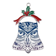 Owl Metal Holly Leaf Bell Ornament by Amaryn4rt