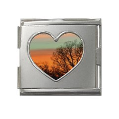 Twilight Sunset Sky Evening Clouds Mega Link Heart Italian Charm (18mm) by Amaryn4rt