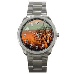 Twilight Sunset Sky Evening Clouds Sport Metal Watch by Amaryn4rt