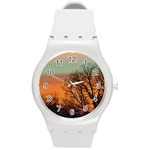 Twilight Sunset Sky Evening Clouds Round Plastic Sport Watch (M) Front