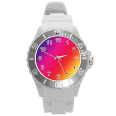 Rainbow Colors Round Plastic Sport Watch (l) by Amaryn4rt