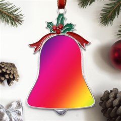 Rainbow Colors Metal Holly Leaf Bell Ornament by Amaryn4rt