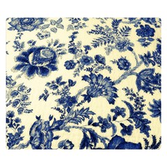 Vintage Blue Drawings On Fabric Two Sides Premium Plush Fleece Blanket (small) by Amaryn4rt