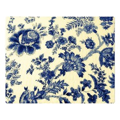 Vintage Blue Drawings On Fabric Two Sides Premium Plush Fleece Blanket (large) by Amaryn4rt