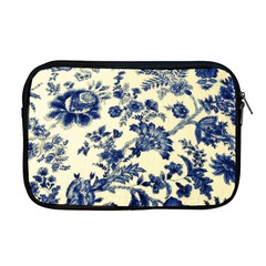 Vintage Blue Drawings On Fabric Apple Macbook Pro 17  Zipper Case by Amaryn4rt