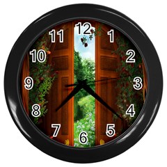 Beautiful World Entry Door Fantasy Wall Clock (Black)