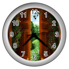 Beautiful World Entry Door Fantasy Wall Clock (Silver)