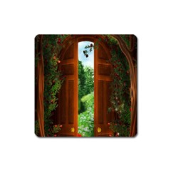 Beautiful World Entry Door Fantasy Square Magnet by Amaryn4rt