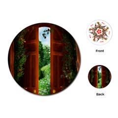 Beautiful World Entry Door Fantasy Playing Cards Single Design (round)